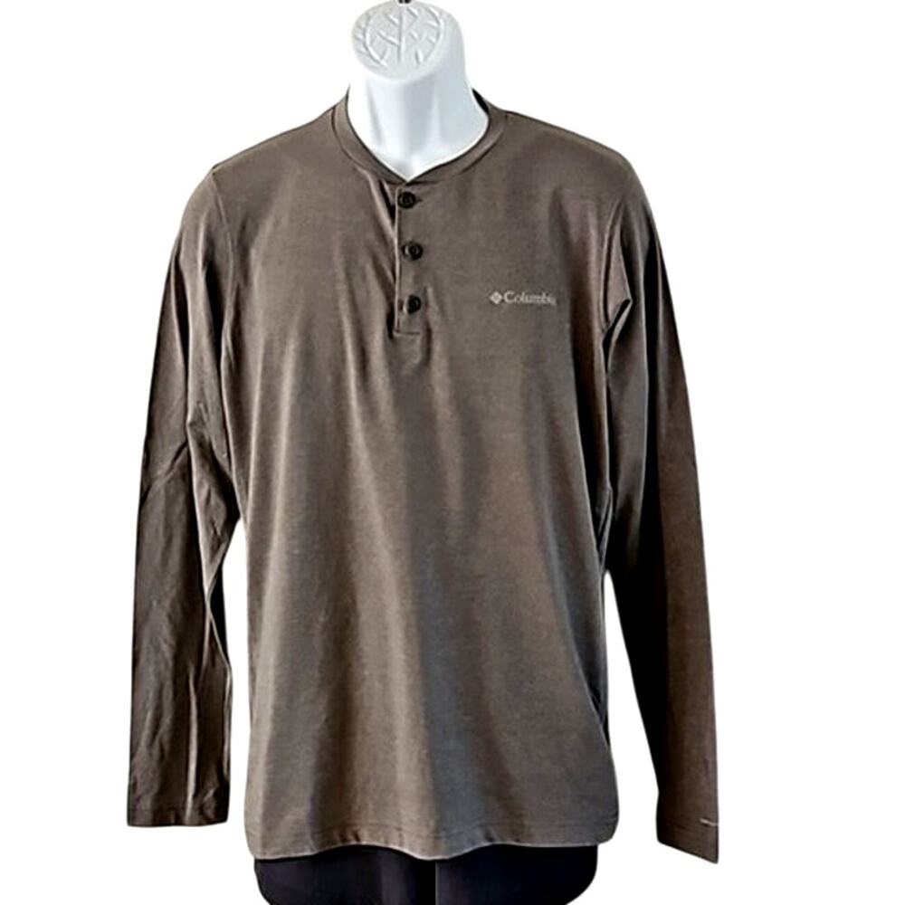 Columbia Thistletown Hills Henley Men’s Small Gray Long Sleeve Omni-Wick NWOT